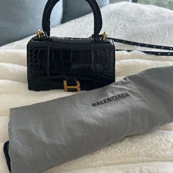 Balenciaga Black Croc-Embossed Mini Bag - Picture 9 of 13